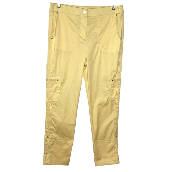 Chicos Cargo Pants Women’s Sz S Yellow Cropped Beach Summer Vacation Pockets EUC - Picture 1 of 8